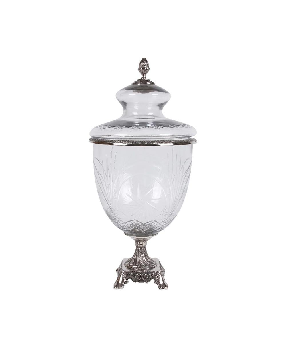 Glass Kapaklı Vase 24 cm