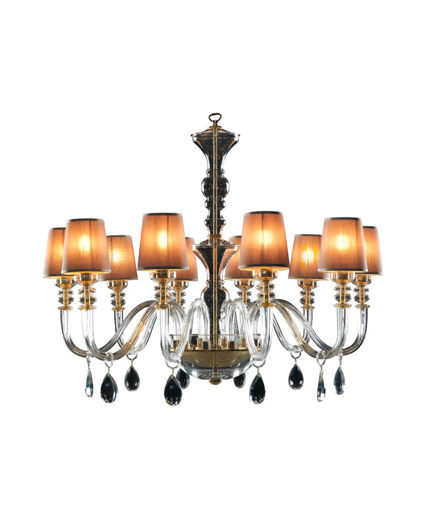 Veronese 10 Kollu Bohemia Kristali Şapkalı Avize