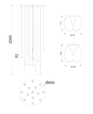 Andromeda 14 Camlı Avize