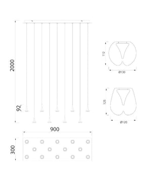 Andromeda 14 Camlı Dikdörtgen Avize