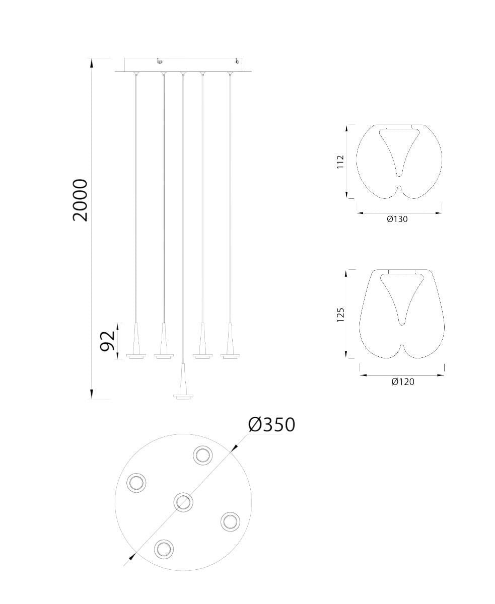Andromeda 5 Camlı Avize