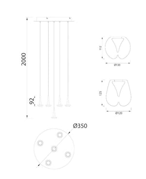 Andromeda 5 Camlı Avize