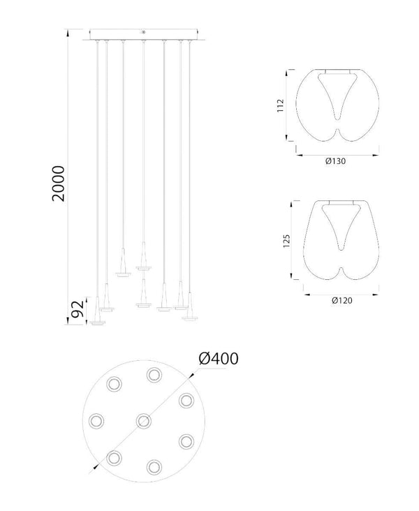 Andromeda 8 Camlı Avize