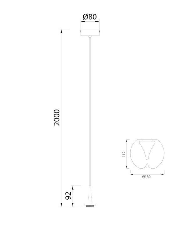 Andromeda Yuvarlak Krom Tekli Cam Sarkıt