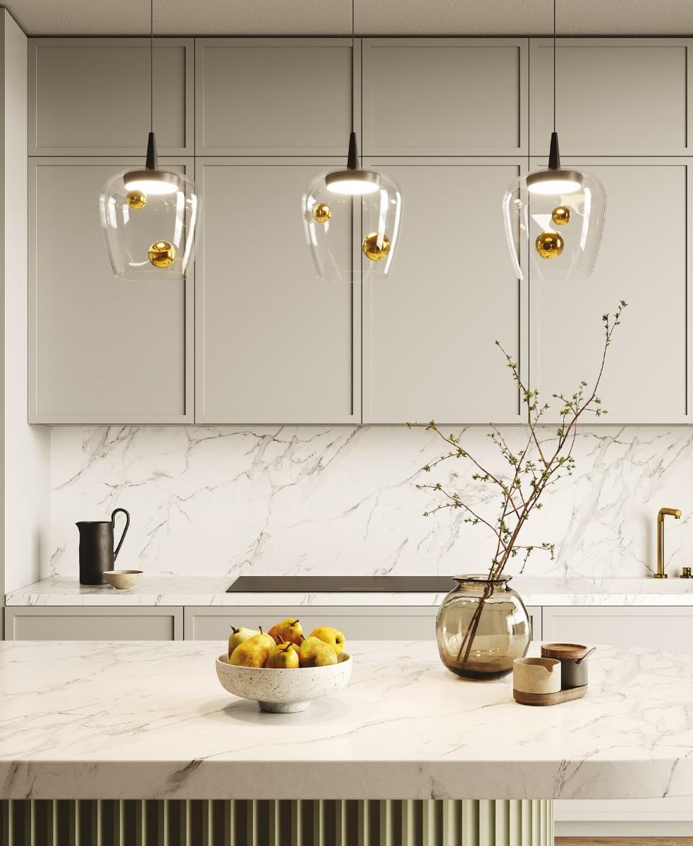 Bilia Şeffaf Altın Toplu Büyük Boy Sarkıt