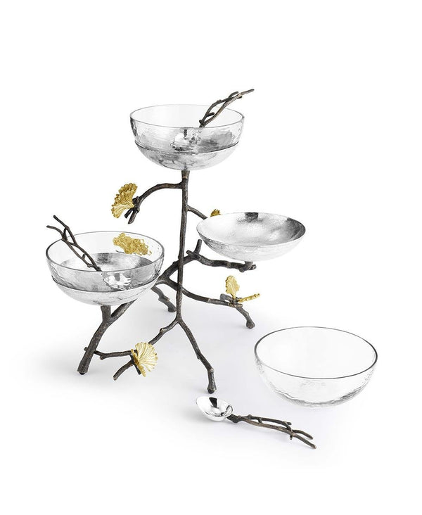 Butterfly Gingko Kaşıklı Üçlü Kase Seti