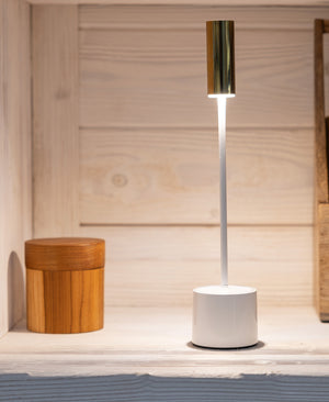 Carolina Şarjlı Masa Lambası - Beyaz/Bronz