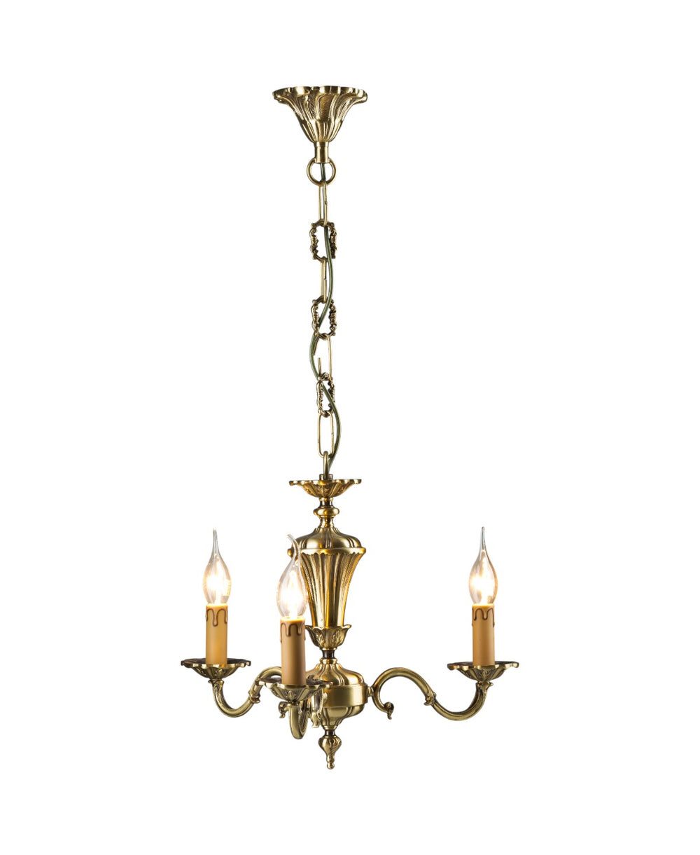 Licio 3-Arm Antique Brass Chandelier