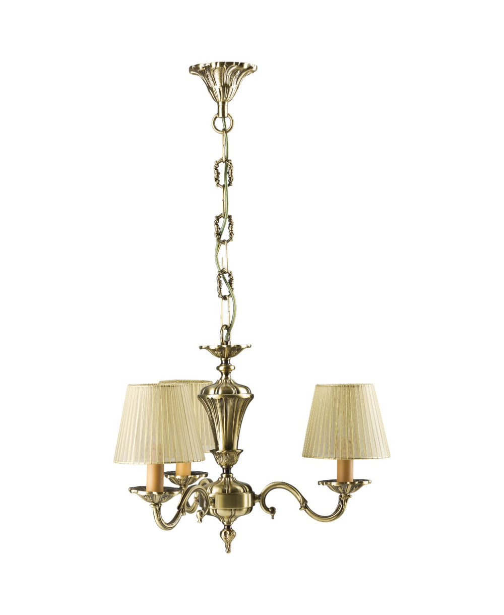 Licio 3-Arm Hat-Shaped Antique Brass Chandelier