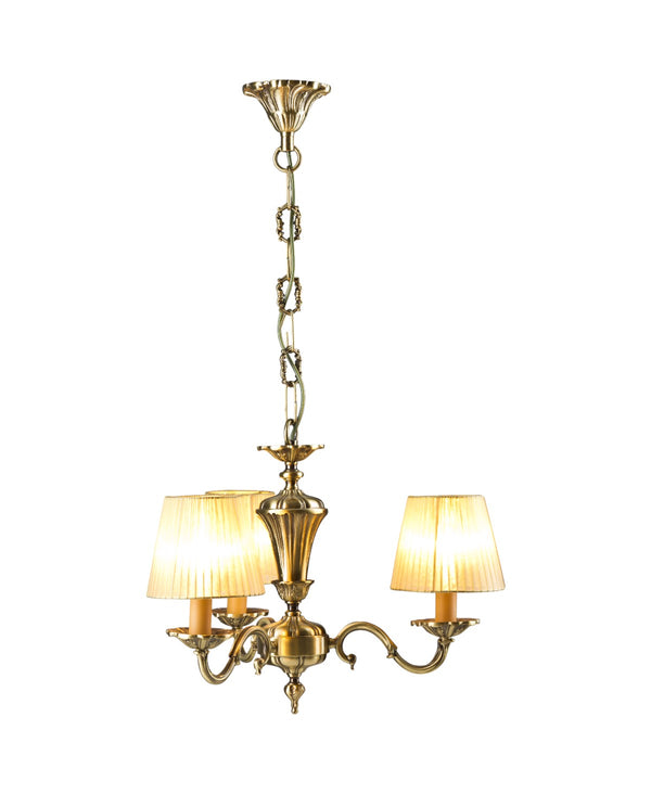 Licio 3-Arm Hat-Shaped Antique Brass Chandelier