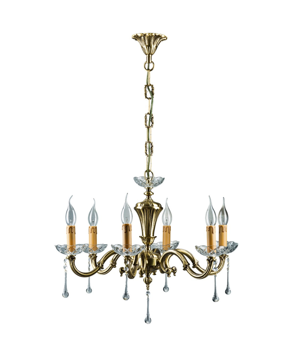 Licio 6-Arm Antique Brass Chandelier