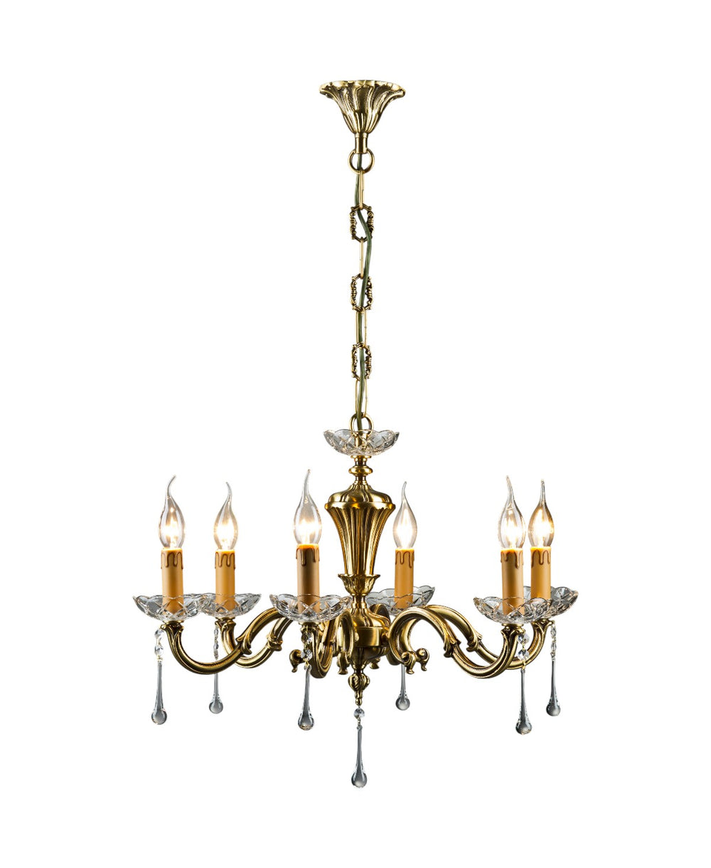 Licio 6-Arm Antique Brass Chandelier