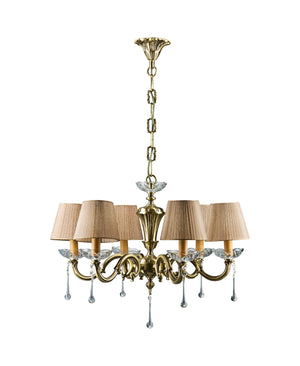 Licio 6-Arm Antiqued Brass Chandelier with Shades