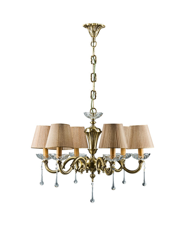 Licio 6-Arm Antiqued Brass Chandelier with Shades