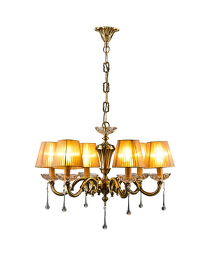 Licio 6-Arm Antiqued Brass Chandelier with Shades