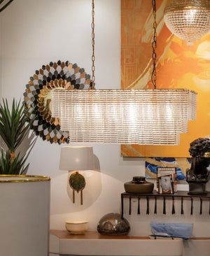 Malia 103 cm Dikdörtgen Cam Avize