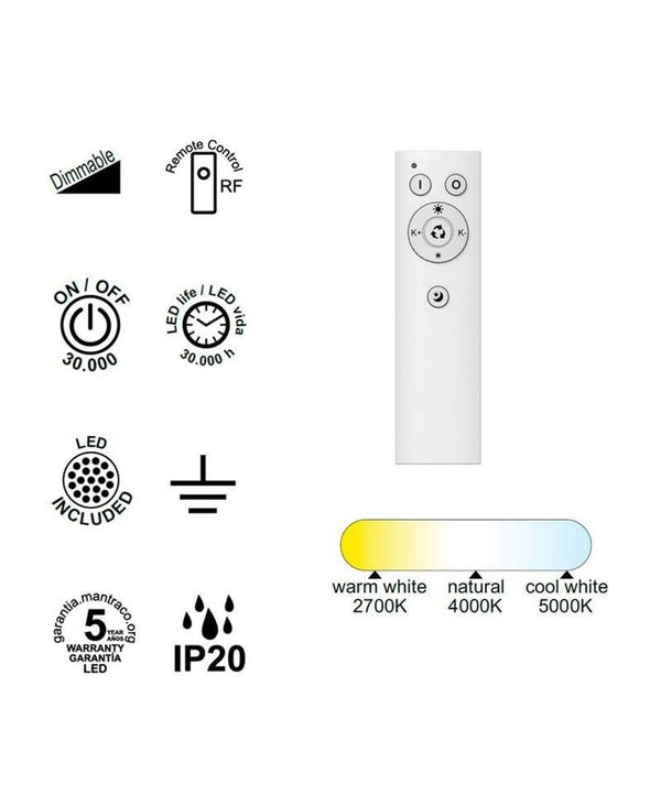 Niseko II - Kumandalı 42 Cm Ahşap Rengi Plafonyer
