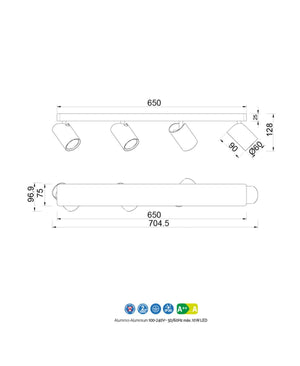Sal Dörtlü Apli̇k / Plafonyer - Siyah