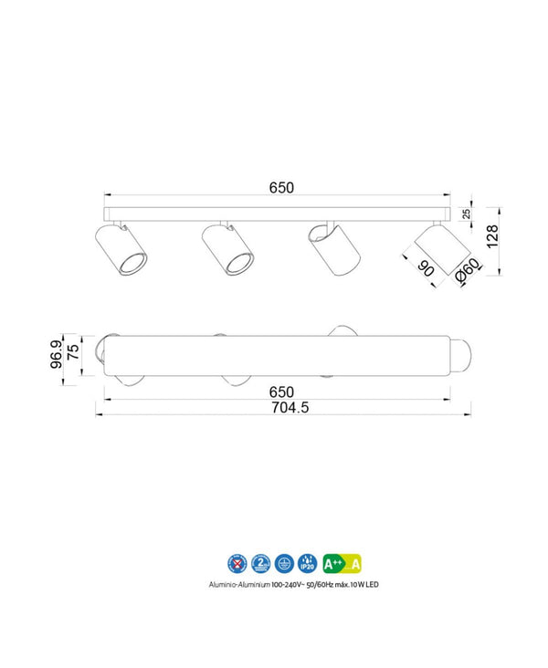 Sal Dörtlü Apli̇k / Plafonyer - Siyah