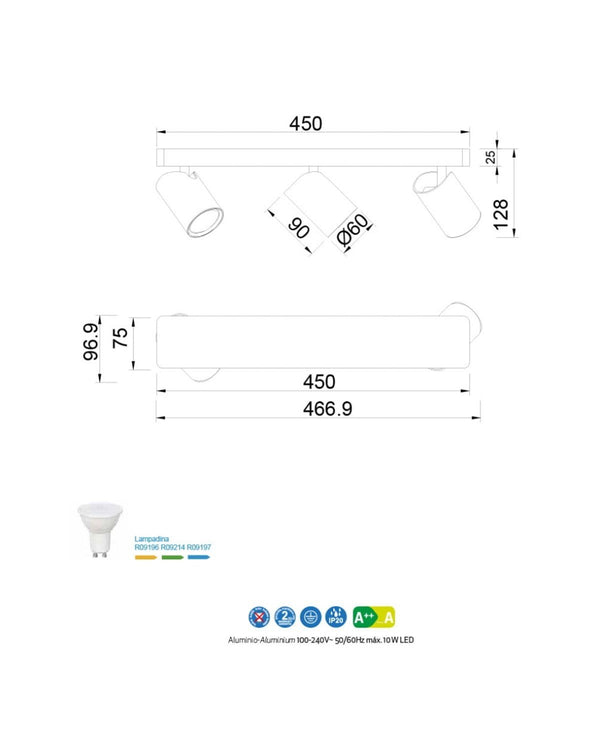 Sal Üçlü Apli̇k / Plafonyer - Beyaz
