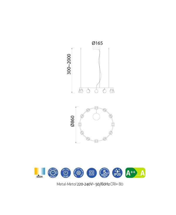 Shell 12-Light Suspension