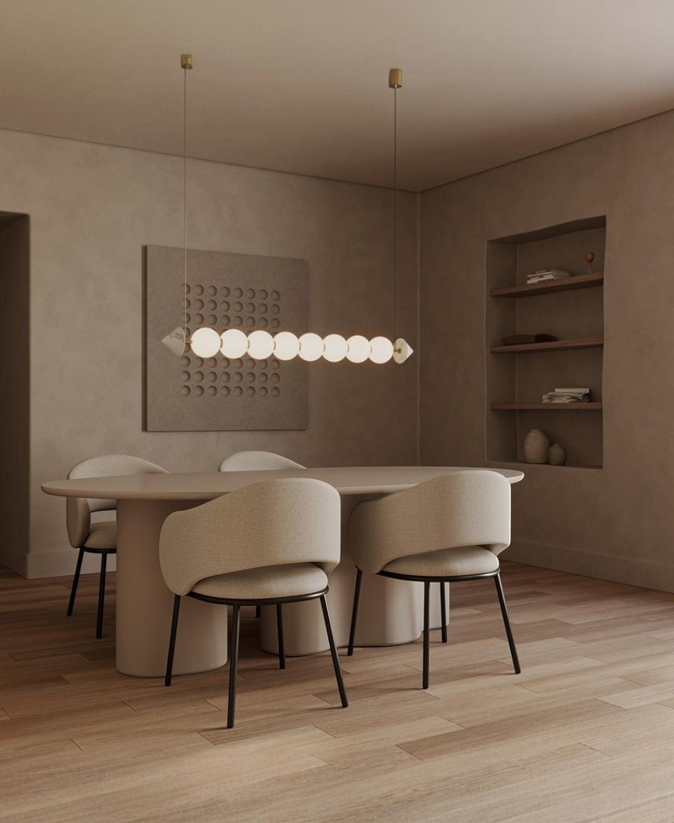 Soko Beyaz Cam-Mermer Avize