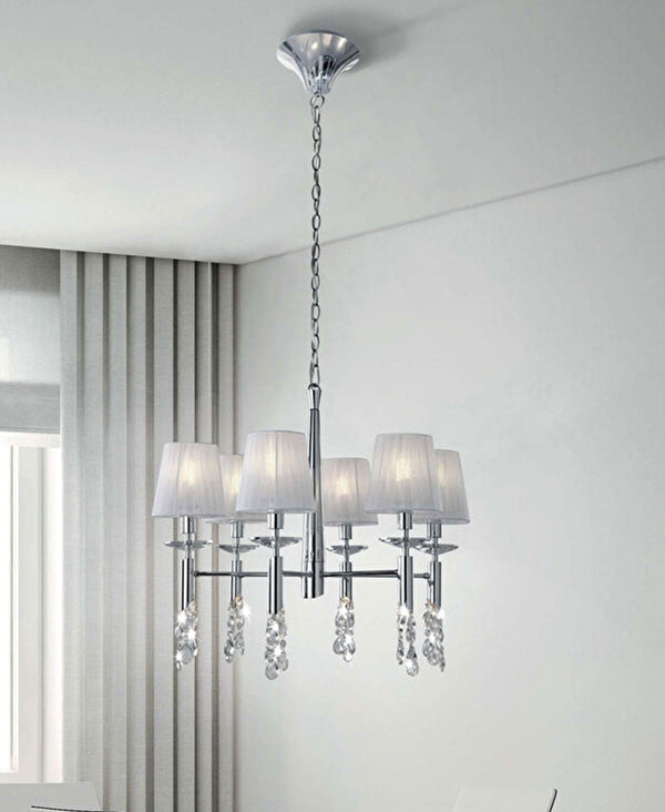 Tiffany 6 Kollu Krom Avize