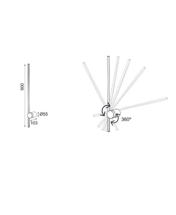 TOBAGO 90CM SİYAH APLİK