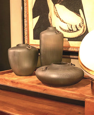 Dekoratif Gri Cam Vazo 31X31X14 cm