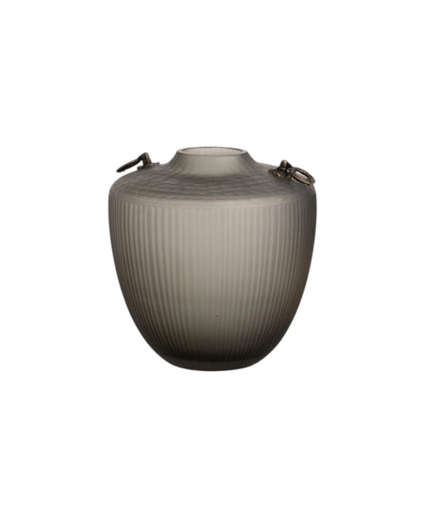 Decorative Grey Glass Vase 23X23X23 cm